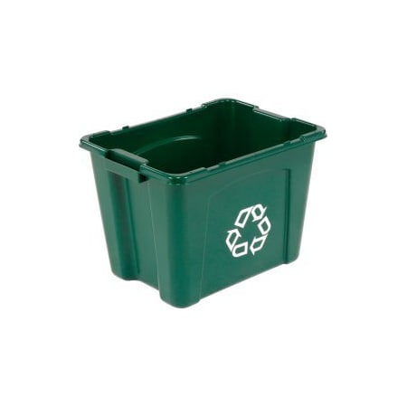 Rubbermaid Commercial Rubbermaid Recycling Bin, 14 Gallon, Green FG571473GRN